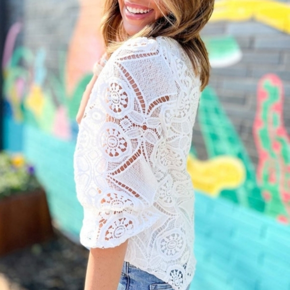 Ivory Lace Square neck top - Picture 2 of 4